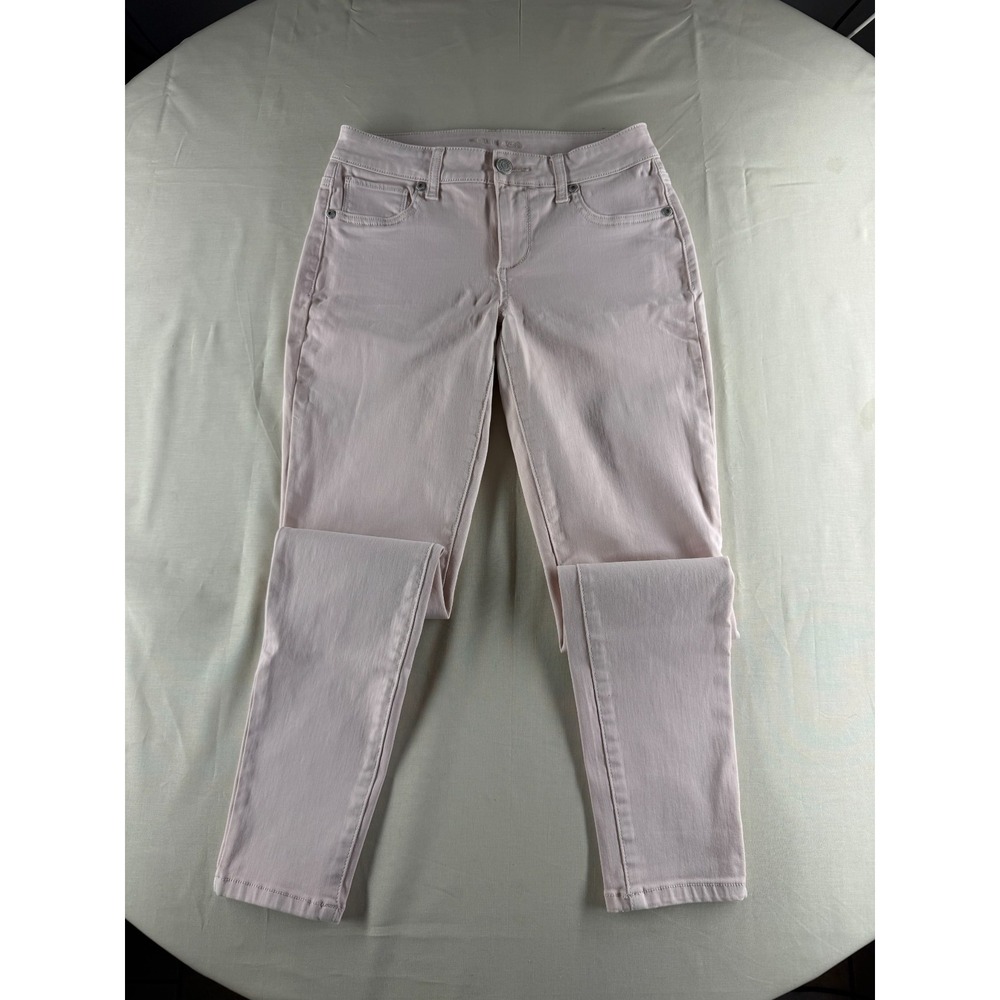 Maurices Womens Blush Pink Stretch Jeans Size S-R Straight Leg Mid Rise